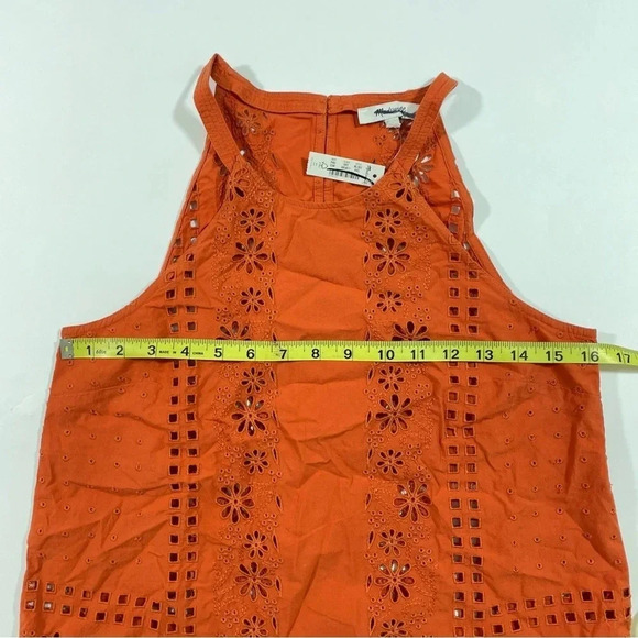 New Madewell Eyelet A Line Halter Top XXS Cooperwashed Orange - Picture 8 of 9